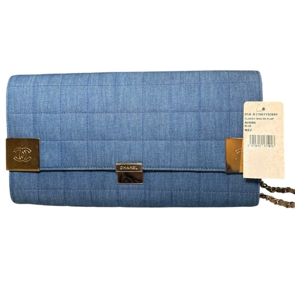 Chanel Chocolate Bar Denim Flap shoulder bag CC with tags